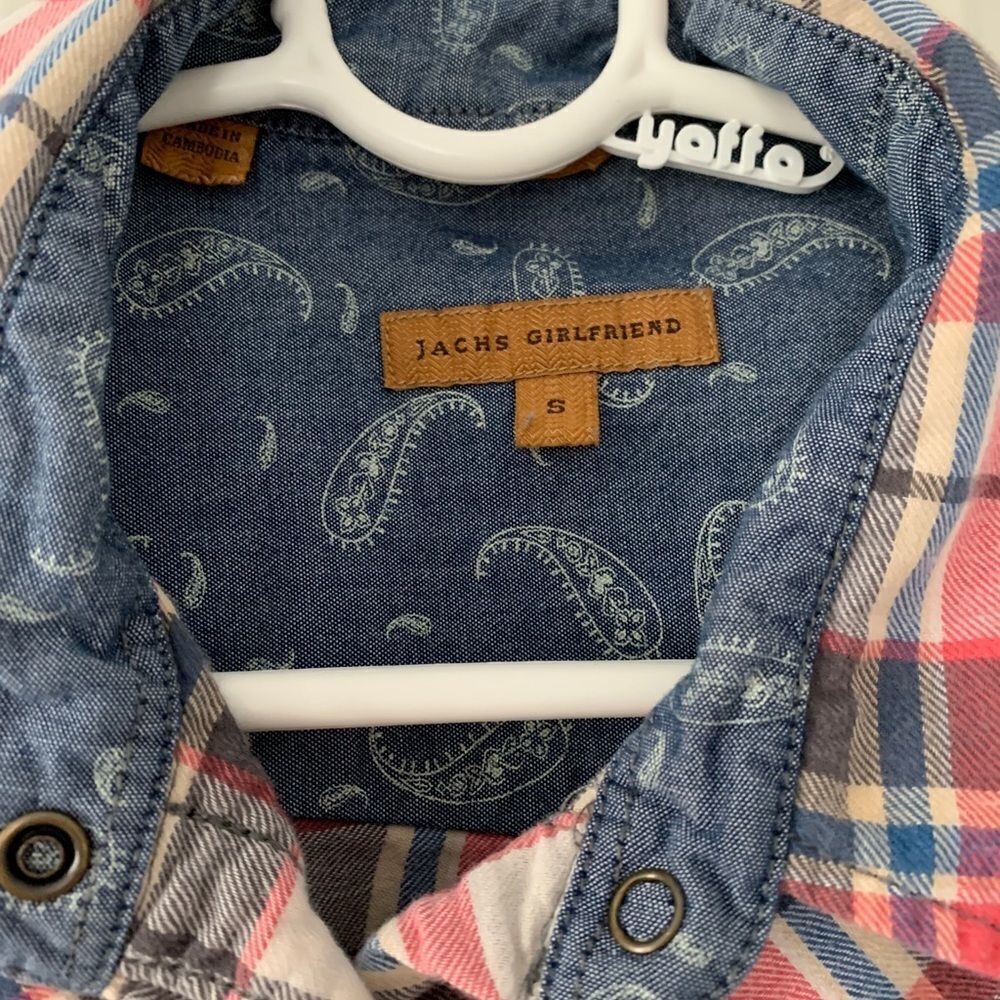 Jack’s Girlfriend red blue plaid flannel shirt S - Picture 2 of 3